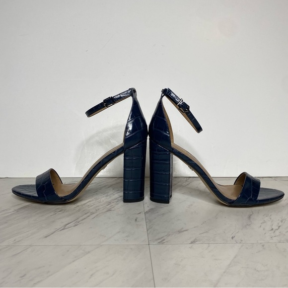 Sam Edelman Yaro Blue Crocodile Block Heel Sandal 9 1/2 M - Picture 7 of 14